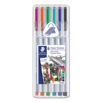 Staedtler® Triplus Fineliner Porous Point Pen, Stick, Extra-fine 0.3 Mm, Assorted Ink Colors, Silver Barrel, 6-pack freeshipping - TVN Wholesale